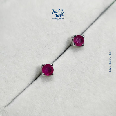 July Birthstone-Ruby Simple Earrings